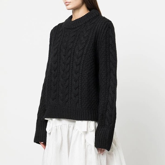 Cecilie Bahnsen Geneva Open Back Chunky Knit Sweater Black - Picture 3 of 5